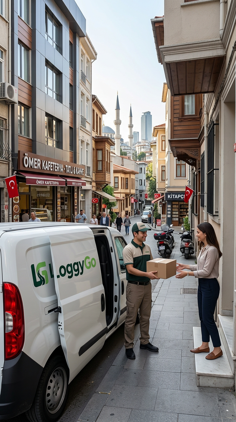 LoggyGo kuryesi şehir içinde kapıda koli teslim ediyor
